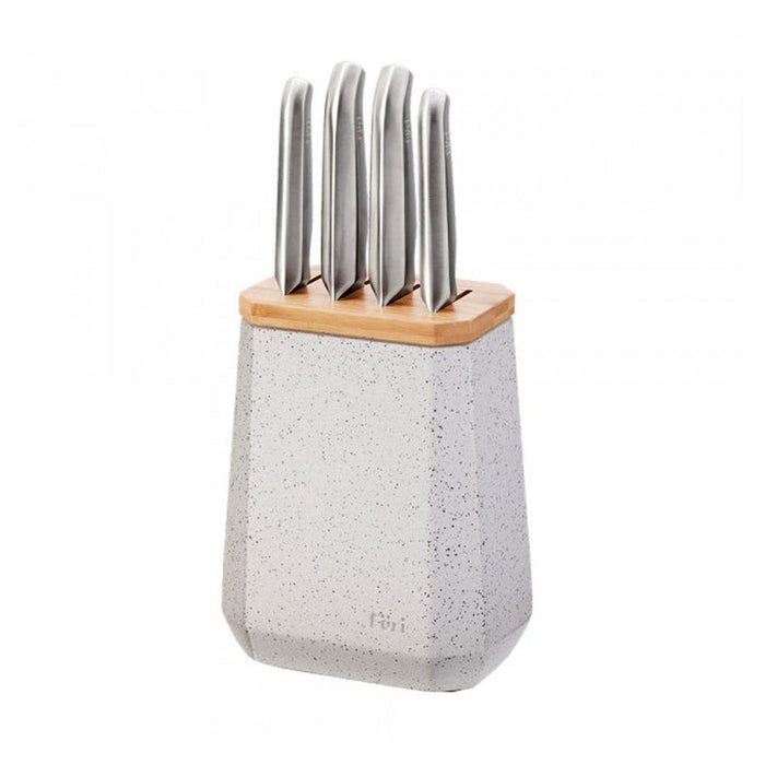 Furi Stone Knife Block Set Black and White Terrazzo 5 Piece - LX2001 - Homewares, Outdoor, Phone Accessories, Cases, Speakers, Headphones + More -