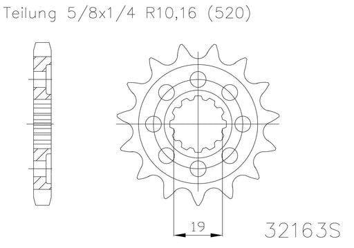 SPROCKET FRONT MOTO MASTER HUSQVARNA TC250 09-13 TE250 TXC250 10-13 TE310 11-12 TXC310 12-13 13T