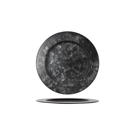 Chef Inox Round Plate Wide Rim Black Galvanised Plain Rim 230mm