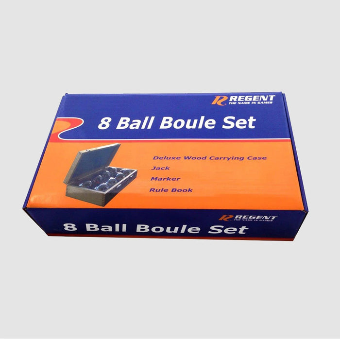 Regent Petanque Bocce 8 Ball Boule Set Bowls w/Deluxe Wooden Case