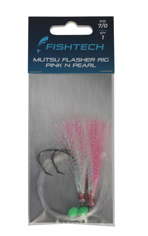 Fishtech 7/0 Mutsu Economy Flasher Rig - Pink n Pearl