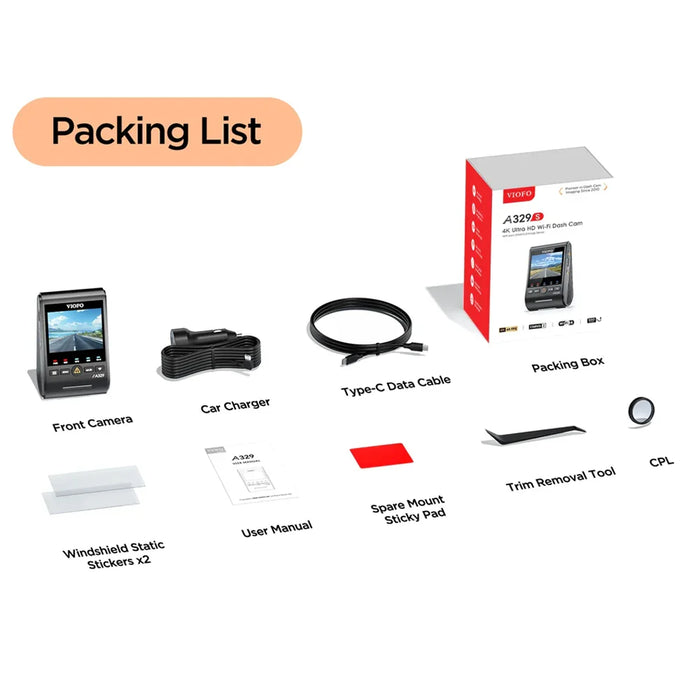 Viofo Dashcam A329 4K Single Channel Wifi 6 Gps - LX2001 - Homewares, Outdoor, Phone Accessories, Cases, Speakers, Headphones + More -