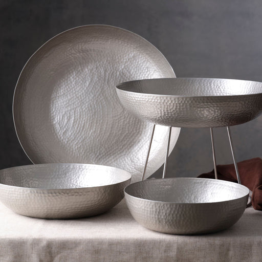 Chef Inox Round Serving / Seafood Bowl Hammered Satin 300x80mm / 4.0L
