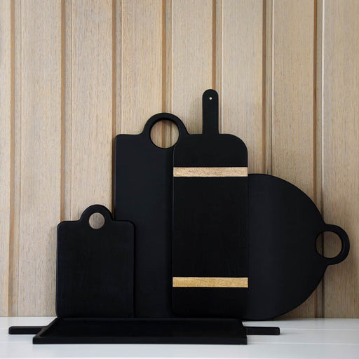 Chef Inox Serve Black Acacia Round Display Stand Footed 150x50mm