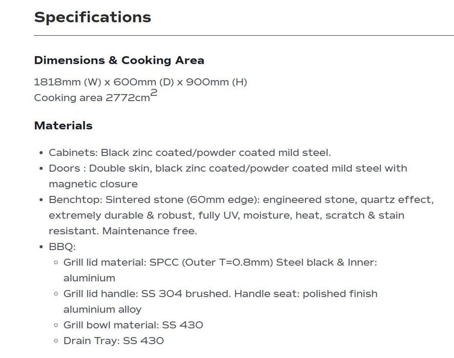 Crossray Compact eXtreme Electric BBQ Outdoor Kitchen w/ Single Fridge