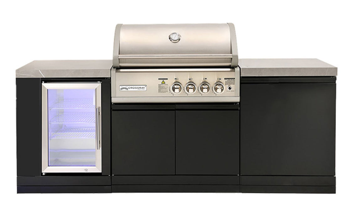 Crossray Compact 4 Burner Gas Outdoor Mini BBQ Kitchen w Fridge TC4K-MINI-1