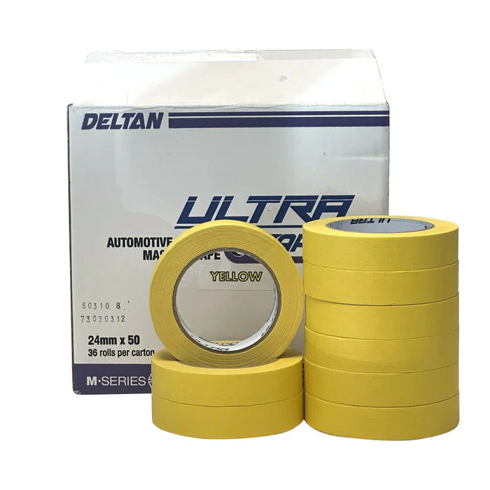 Deltan Ultra Tape Automotive Masking Tape Yellow 24Mm X 50M Box Of 36 - LX2001 - Homewares, Outdoor, Phone Accessories, Cases, Speakers, Headphones + More -