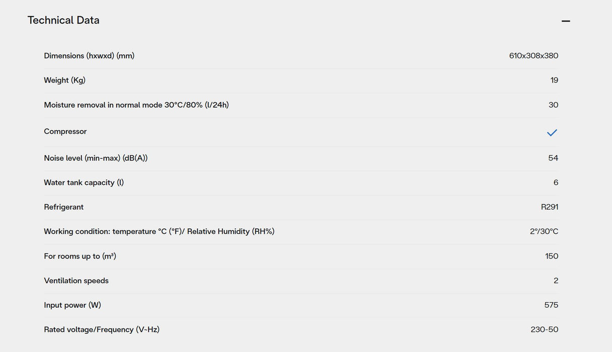 Dehumidifier DeLonghi De'Longhi AriaDry 30L Pump Dehumidifier