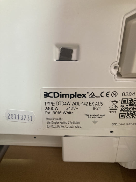 Dimplex 2.4KW 2400W Alta Top Outlet Panel Heater DTD4W-24 **SLIGHT PAINT BUBBLE / COSMETIC ERROR - FULL MECHANICAL WARRANTY**