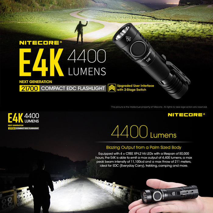 Nitecore E4K 4400 Lumen Edc Torch