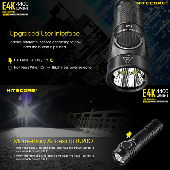 Nitecore E4K 4400 Lumen Edc Torch