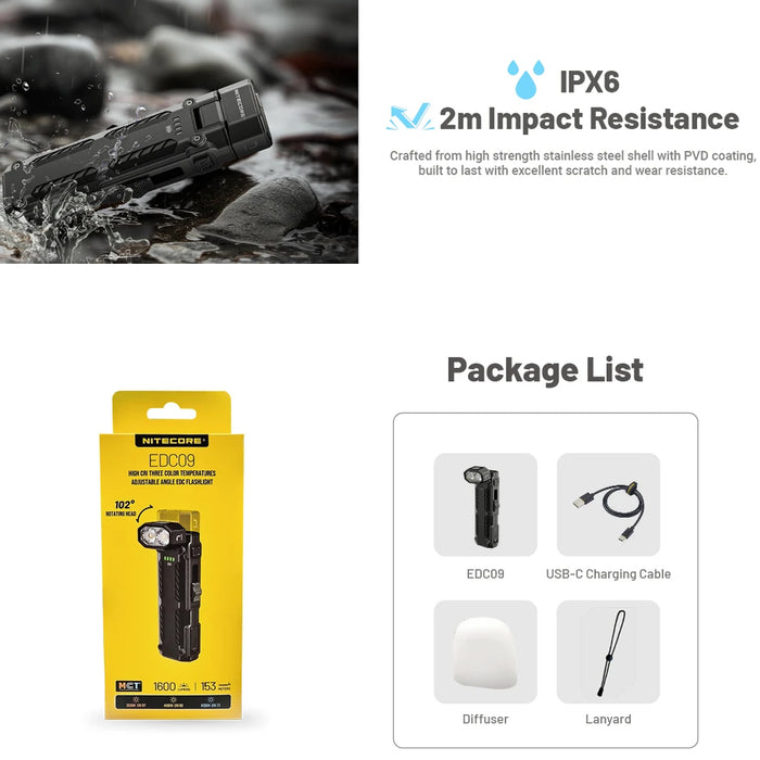 Nitecore Edc09 1600 Lumen Edc Flashlight Torch
