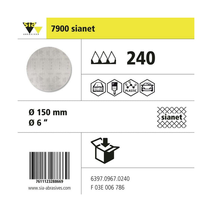Sia Net 7900 Sanding Disc 150Mm P240 50 Pack