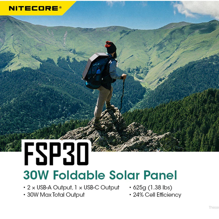 Nitecore Foldable Solar Panel | 30W - LX2001 - Homewares, Outdoor, Phone Accessories, Cases, Speakers, Headphones + More -