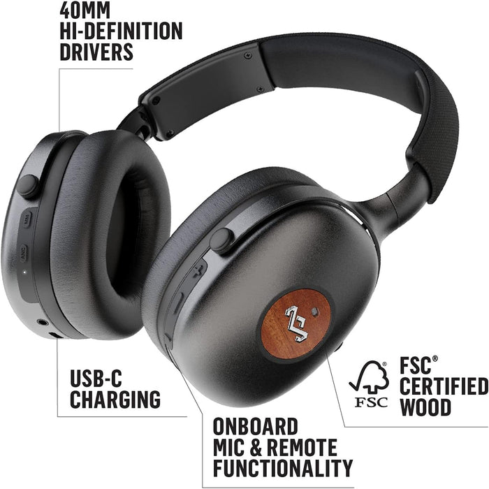 MARLEY Positive Vibration XL ANC Wireless Over-Ear Noise-Cancelling Headphones