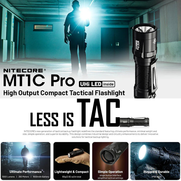 Nitecore Mt1C Pro 1000 Lumen Ip68 Edc Flashlight 505 Yards Throw - LX2001 - Homewares, Outdoor, Phone Accessories, Cases, Speakers, Headphones + More -