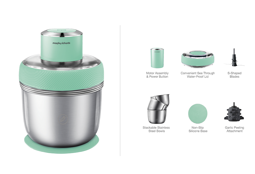 Morphy Richards Stainless Steel Chopper - Spearmint Green