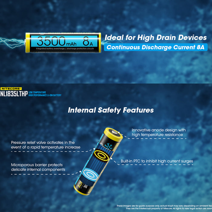 Nitecore 18650 Rechargeable Battery Low Temp 3.6V 8A 3500Mah