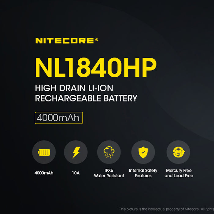 Nitecore 18650 Rechargeable Battery 3.6V 10A 4000Mah