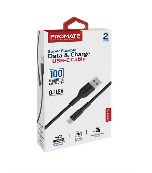 PROMATE 1M USB-A to USB-C Super Flexible Cable. Supports 2A Charging & 480Mbps D - LX2001 - Homewares, Outdoor, Phone Accessories, Cases, Speakers, Headphones + More -