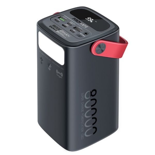 PROMATE 80000mAh High Capacity Power Bank with 100W PD. Multiple Input/Output Po