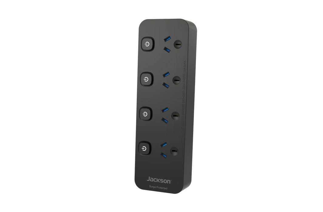 Jackson Surge Protection Individual Switch Power Board (4-Outlet) - LX2001 - Homewares, Outdoor, Phone Accessories, Cases, Speakers, Headphones + More -
