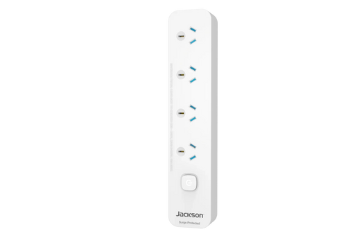 Jackson 4 Outlet Surge Protector With Master Switch - White - LX2001 - Homewares, Outdoor, Phone Accessories, Cases, Speakers, Headphones + More -