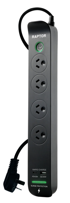 Jackson Raptor Jackson Raptor 4 Outlet Slimline 45W Pd Powerboard — LX2001 - Homewares ...