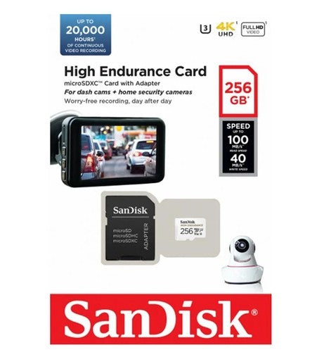 Sandisk High Endurance Micro Sdxc For Dash Cameras 256Gb (20,000Hrs) C10 V30 R10