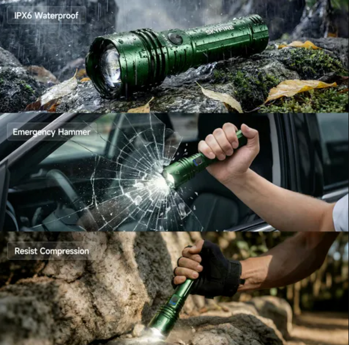 Skyfire 1376J Flashlight Torch Ip54 1387 Lumens Green