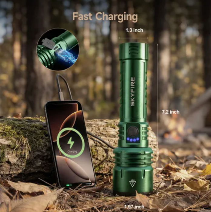 Skyfire 1376J Flashlight Torch Ip54 1387 Lumens Green