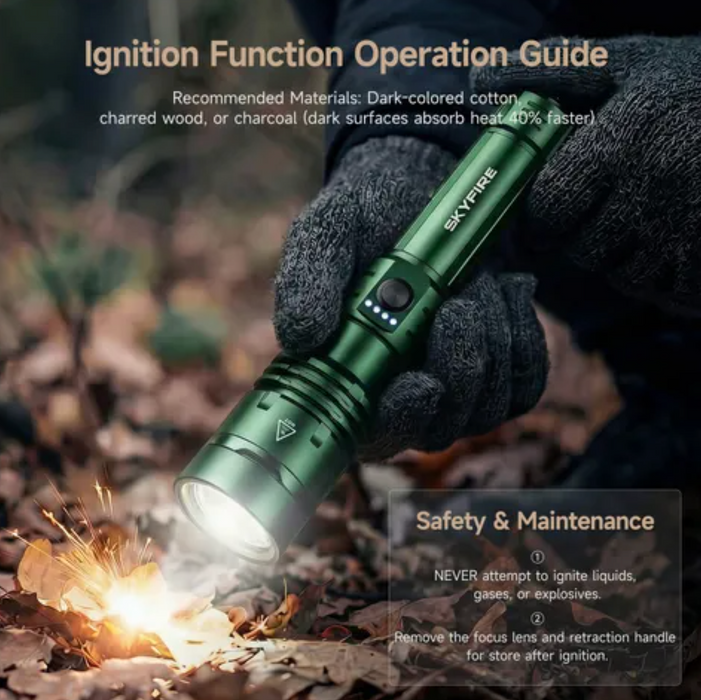 Skyfire 1376J Flashlight Torch Ip54 1387 Lumens Green