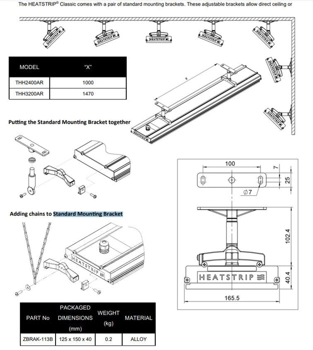 Heatstrip Classic Electric Radiant Outdoor Outside Heater 2400W + Remote - Black