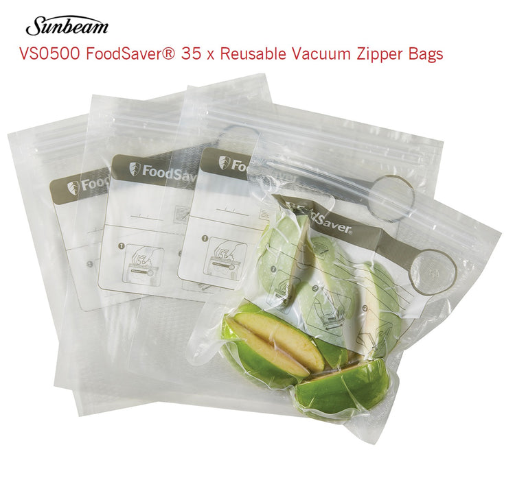 Sunbeam VS0500 FoodSaver 35 x Reusable Vacuum Zipper Bags 9311445024973