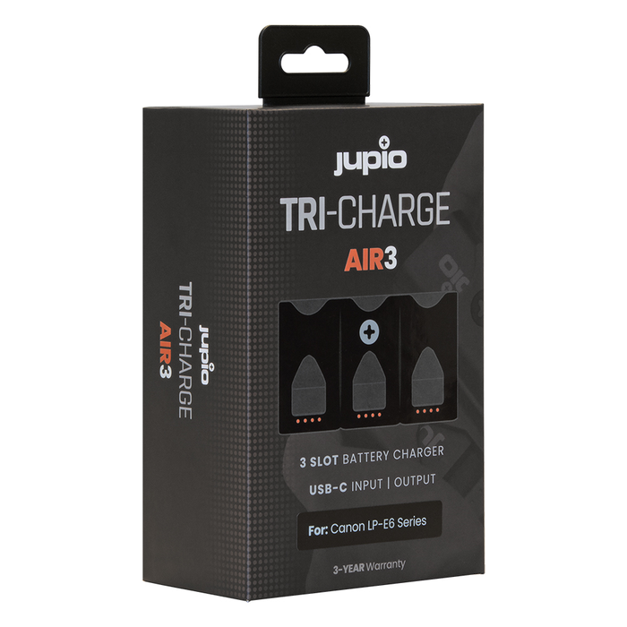 Jupio Tri-Charge Air3 Charger & Powerbank For Canon Lp-E6 Series