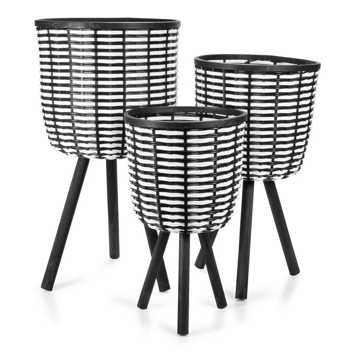 Capella Planter - Set of 3 - Black & Whi