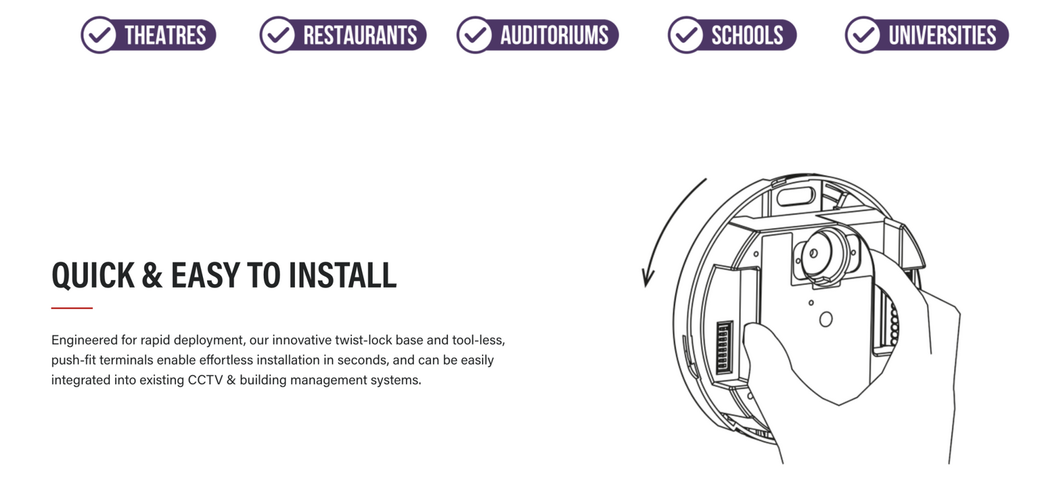 Takex VS-1000E Hardwired Vape and Smoking Sensor for Schools Business & More