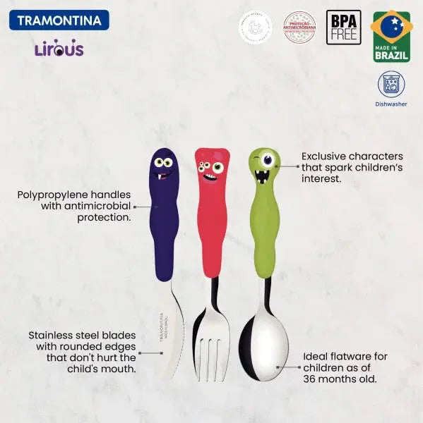 Tramontina Children's Monster Cutlery 3 Piece Set - LX2001 - Homewares, Outdoor, Phone Accessories, Cases, Speakers, Headphones + More -