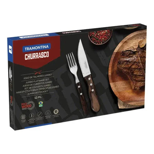 Tramontina Churrasco Jumbo Steak Cutlery 12 Piece Set - Brown - LX2001 - Homewares, Outdoor, Phone Accessories, Cases, Speakers, Headphones + More -