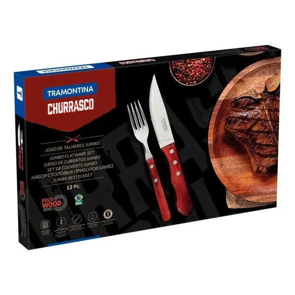 Tramontina Churrasco Jumbo Steak Cutlery 12 Piece Set - Red - LX2001 - Homewares, Outdoor, Phone Accessories, Cases, Speakers, Headphones + More -