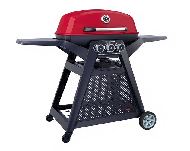 Ziggy Ziegler & Brown Elite Triple 3B Grill LPG BBQ on Cart - Chilli Red