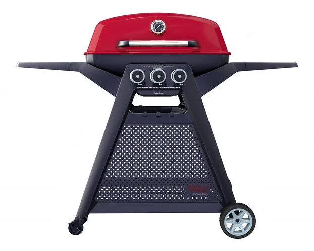 Ziggy Ziegler & Brown Elite Triple 3B Grill LPG BBQ on Cart - Chilli Red