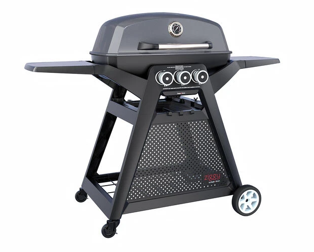 Ziggy Ziegler & Brown Elite Triple 3B Grill LPG BBQ on Cart - Gunmetal Grey