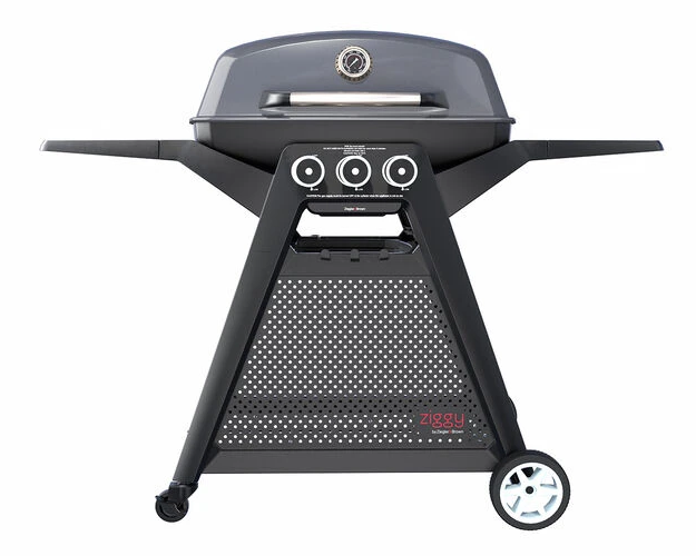 Ziggy Ziegler & Brown Elite Triple 3B Grill LPG BBQ on Cart - Gunmetal Grey