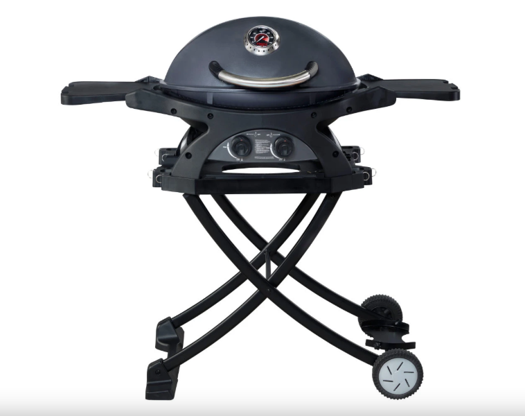 Ziggy Ziegler & Brown Twin Grill LPG BBQ On Folding Cart - Gunmetal Grey