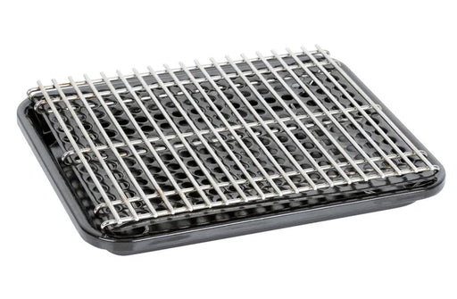 Rectangular bake and roast tray with metal rack and perforated diffuser insert