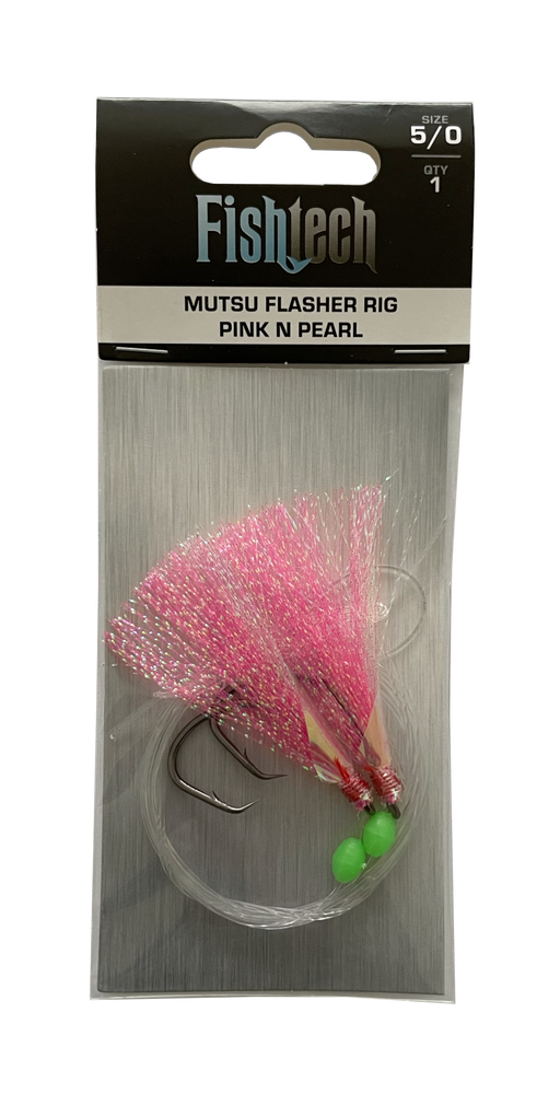 Fishtech 5/0 Mutsu Economy Flasher Rig - Pink n Pearl