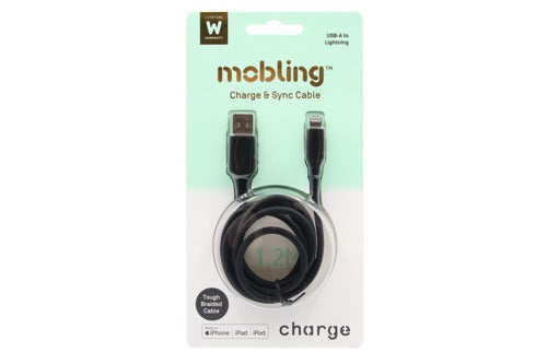 Mobling Braided Cable USB-A to Lightning - 1.2m Black