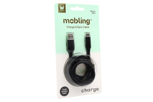 Mobling Braided Cable USB-A to USB-C - 1.2m Black