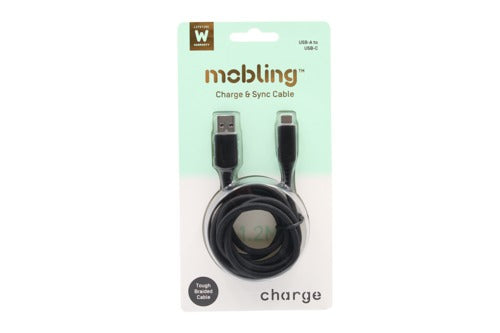Mobling Braided Cable USB-A to USB-C - 1.2m Black